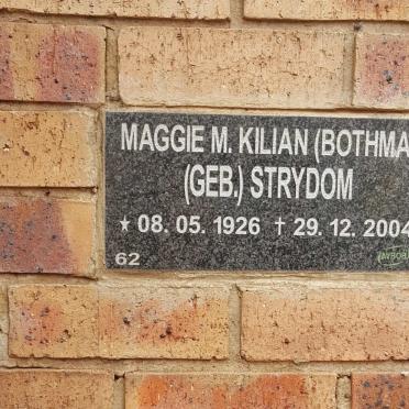 KILIAN Maggie M. voorheen BOTHMA nee STRYDOM 1926-2004