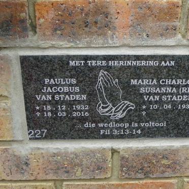 STADEN Paulus Jacobus, van 1932-2016 &amp; Maria Charlotte Susanna 1938-