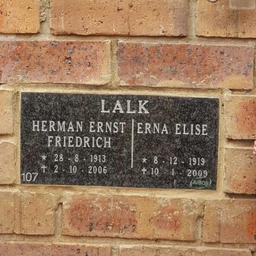 LALK Herman Ernst Friedrich 1913-2006 &amp; Erna Elise 1919-2009