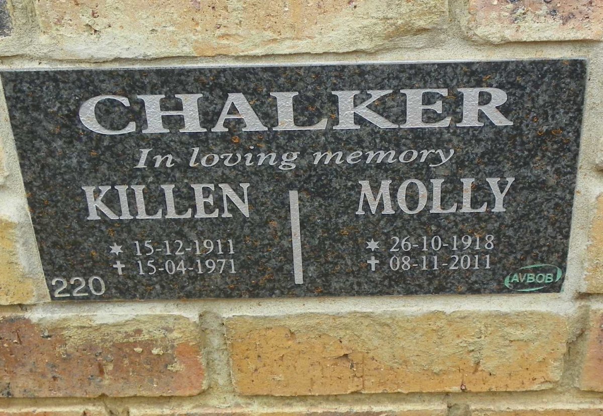 CHALKER Killen 1911-1971 &amp; Molly 1918-2011