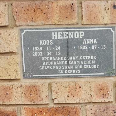 HEENOP Koos 1929-2003 &amp; Anna 1932-