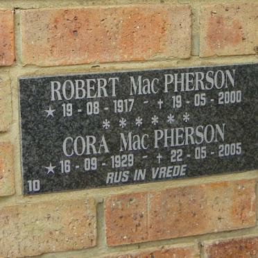 MAc PHERSON Robert 1917-2000 &amp; Cora 1929-2005