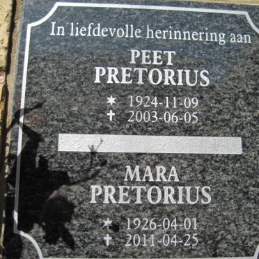 PRETORIUS Peet 1924-2003 &amp; Mara 1926-2011
