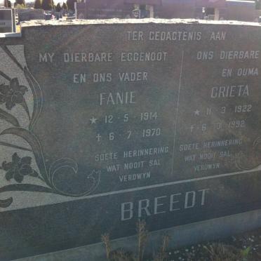 BREEDT Fanie 1914-1970 &amp; Grieta 1922-1992