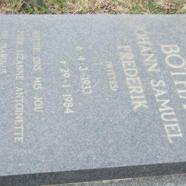 BOTHA Johann Samuel Frederik 1933-1984