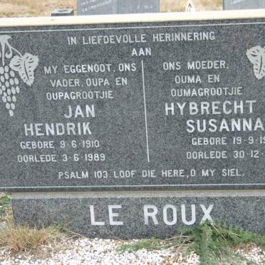 ROUX Jan Hendrik, Le 1910-1989 &amp; Hybrecht Susanna C. 1905-1989