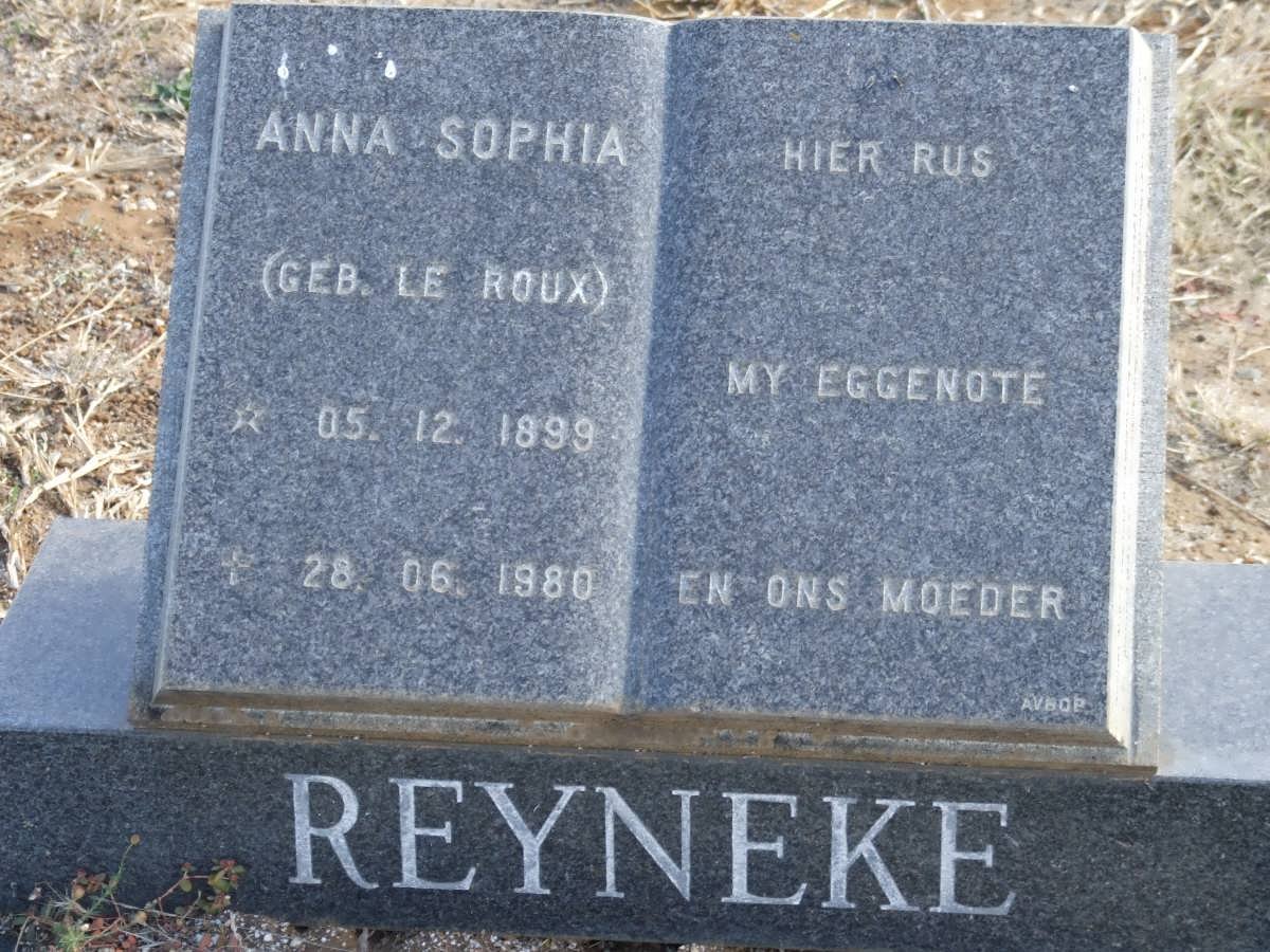 REYNEKE Anna Sophia nee LE ROUX 1899-1980