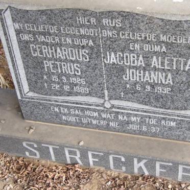 STRECKER Gerhardus Petrus 1926-1989 &amp; Jacoba Aletta Johanna 1932-