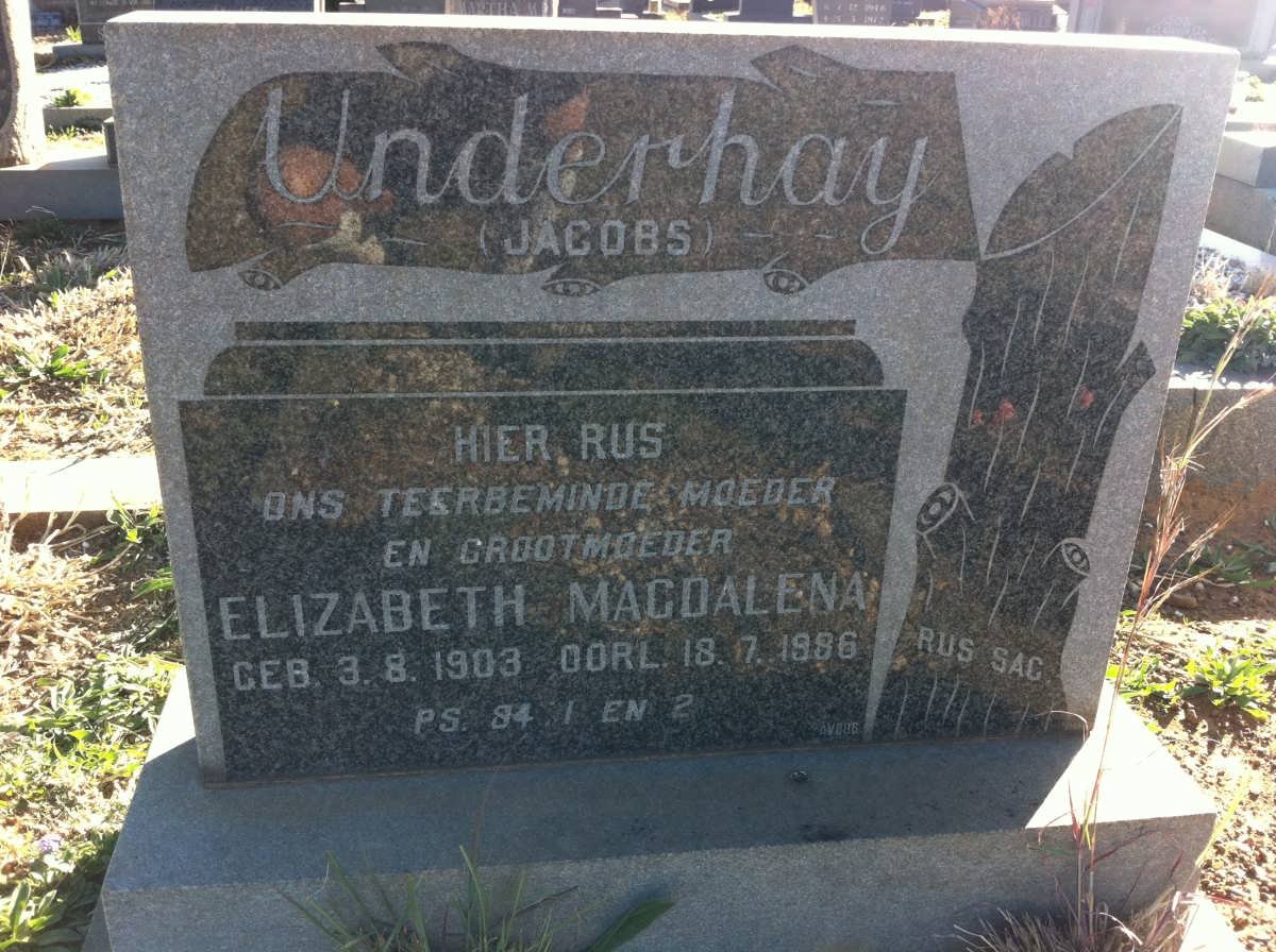 UNDERHAY Elizabeth Magdalena 1903-1986