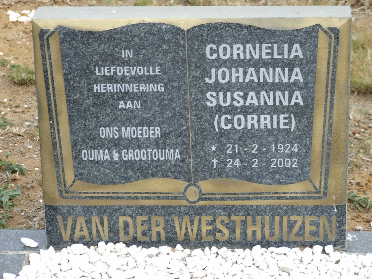 WESTHUIZEN Cornelia Johanna Susanna, van der 1924-2002