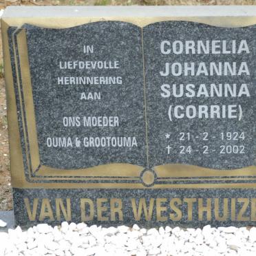 WESTHUIZEN Cornelia Johanna Susanna, van der 1924-2002