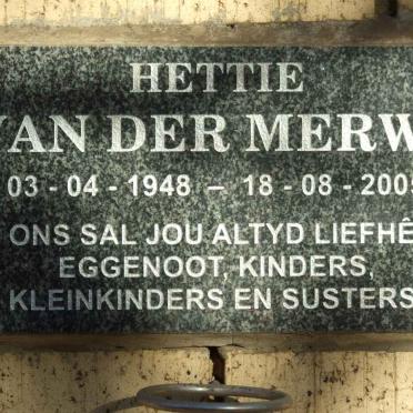 MERWE Hettie, van der 1948-2005