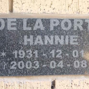 PORTE Hannie, de la 1931-2003