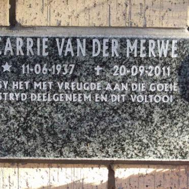 MERWE Carrie, van der 1937-2011