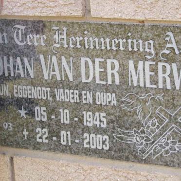 MERWE Johan, van der 1945-2003