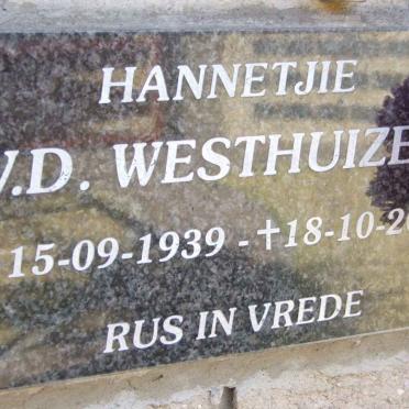 WESTHUIZEN Hannetjie, v.d. 1939-2008