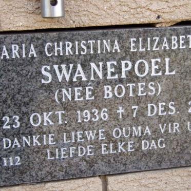SWANEPOEL Maria Christina Elizabeth nee BOTES 1936-2004