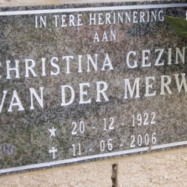 MERWE Christina Gezina, van der 1922-2006