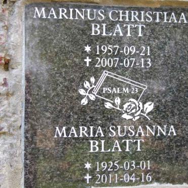 BLATT Marinus Christiaan 1957-2007 &amp; Maria Susanna 1925-2011