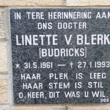 BLERK Linette, v. nee BUDRICKS 1961-1993
