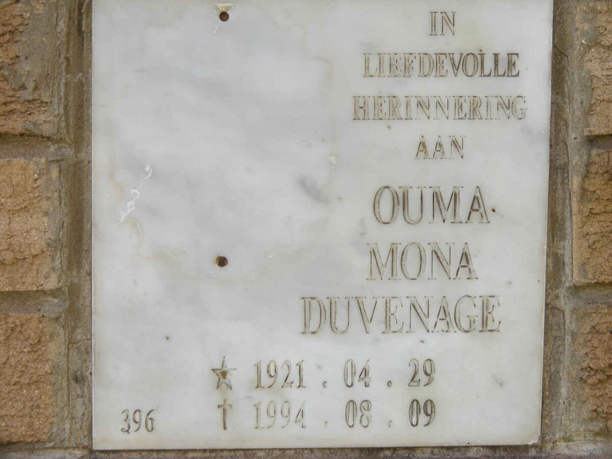DUVENAGE Mona 1921-1994