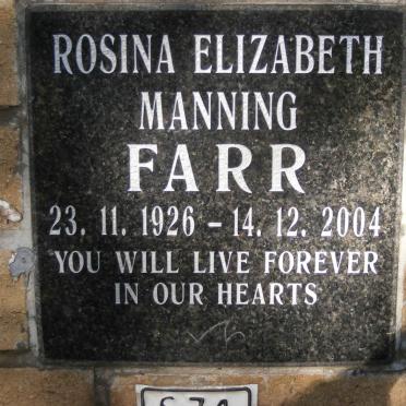 FARR Rosina Elizabeth Manning 1926-2004