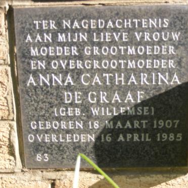 GRAAF Anna Catharina, de nee WILLEMSE 1907-1985