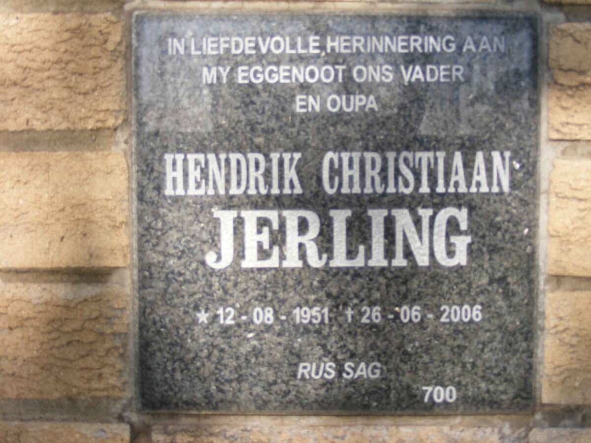JERLING Hendrik Christiaan 1951-2006