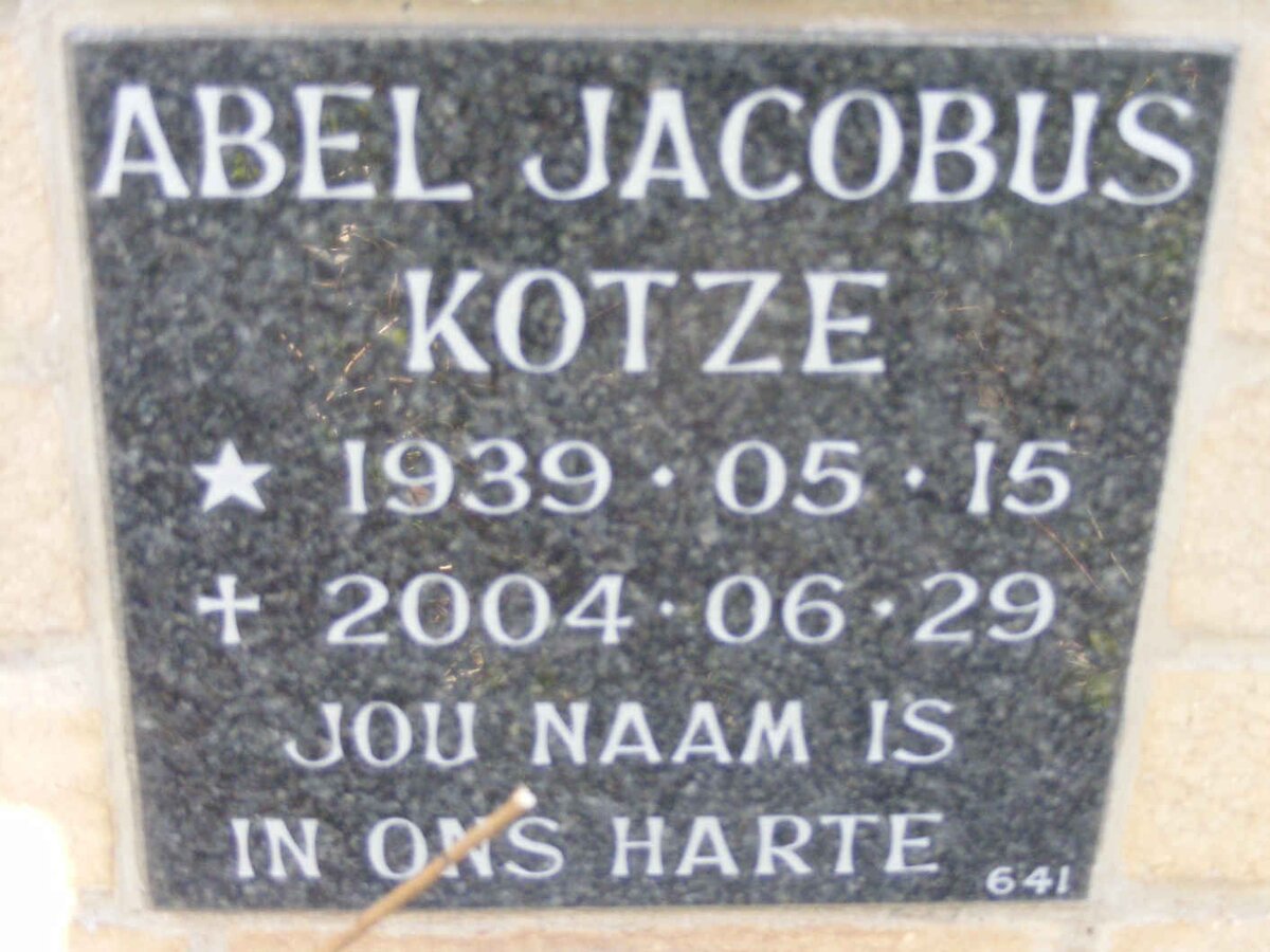 KOTZE Abel Jacobus 1939-2004