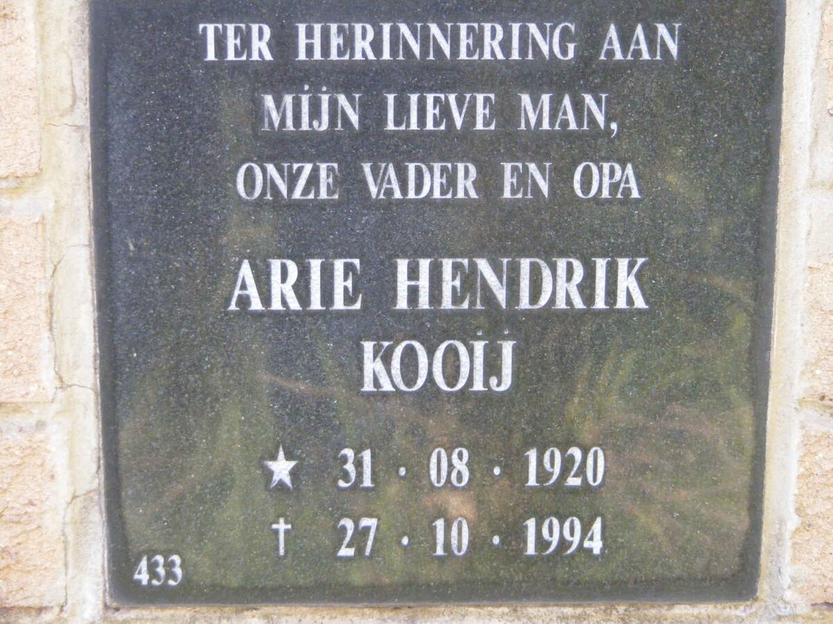 KOOIJ Arie Hendrik 1920-1994