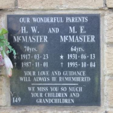 McMASTER H.W. 1971-1987 &amp; M.E. 1931-1995