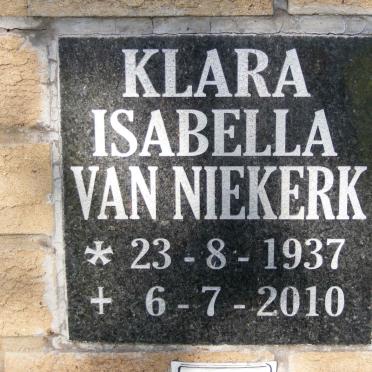 NIEKERK Klara Isabella, van 1937-2010