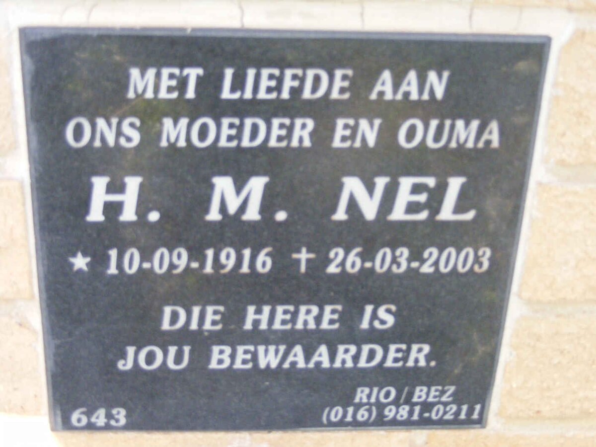 NEL H.M. 1916-2003