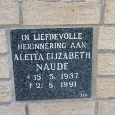 NAUDE Aletta Elizabeth 1937-1991