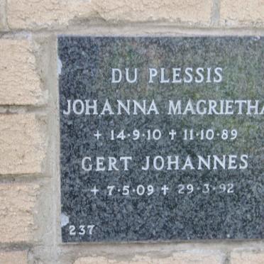 PLESSIS Gert Johannes, du ??09-??92 &amp; Johanna Magrietha ??10-??89