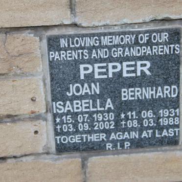 PEPER Bernhard 1931-1988 &amp; Joan Isabella 1930-2002