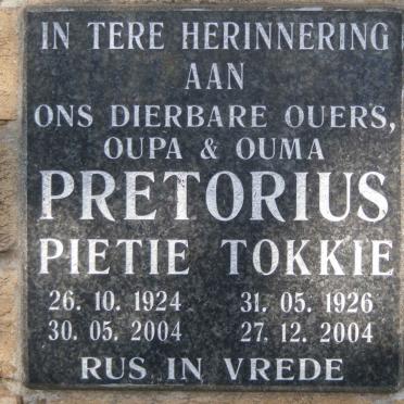 PRETORIUS Pietie 1924-2004 &amp; Tokkie 1926-2004