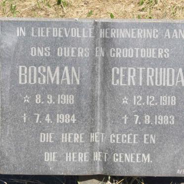 ? Bosman 1918-1984 &amp; Gertruida 1918-1983