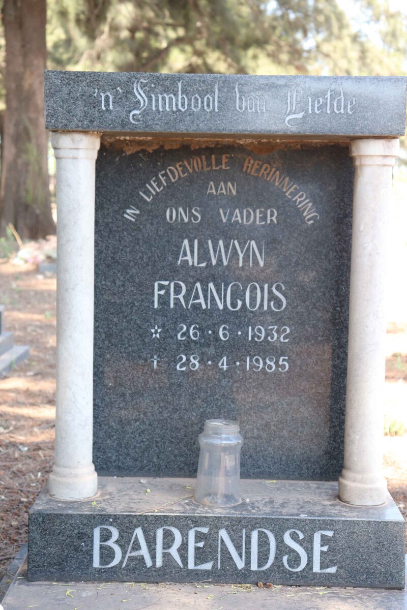BARENDSE Alwyn Francois 1932-1985
