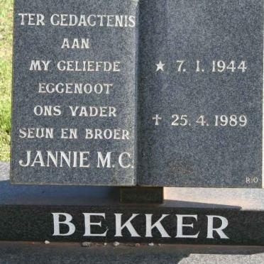 BEKKER Jannie M.C. 1944-1989