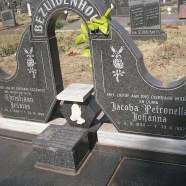 BEZUIDENHOUT Christiaan Jesaias 1936-1986 & Jacoba Petronella Johanna 1938-1987