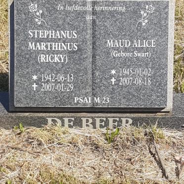 BEER Stephanus Marthinus, de 1942-2007 &amp; Maud Alice SWART 1945-2007