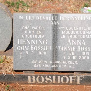 BOSHOFF Henning 1920- & Anna 1921-2000