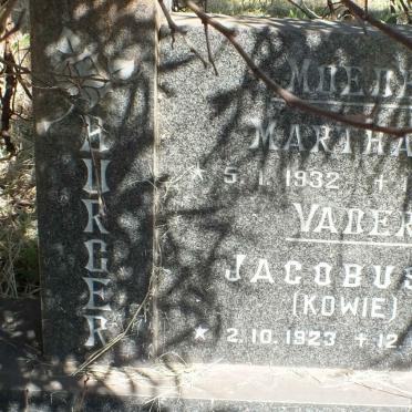 BURGER Jacobus S. 1923-1990 &amp; Martha S. 1932-1984