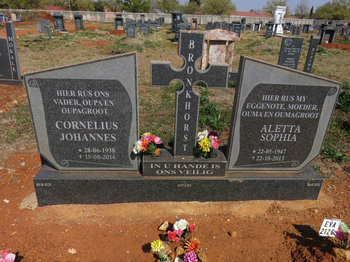 BRONKHORST Cornelius Johannes 1938-2014 & Aletta Sophia 1947-2013