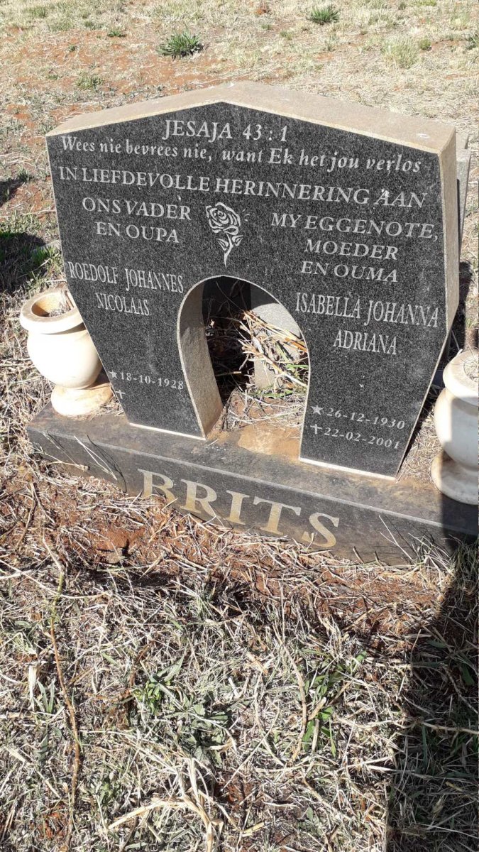 BRITS Roedolf Johannes Nicolaas 1928-  & Isabella Johanna Adriana 1930-2001