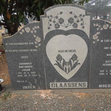 CLAASSENS Johannes Marthinus Jacob 1897-1964 &amp; Aletta Petronella 1905-1987