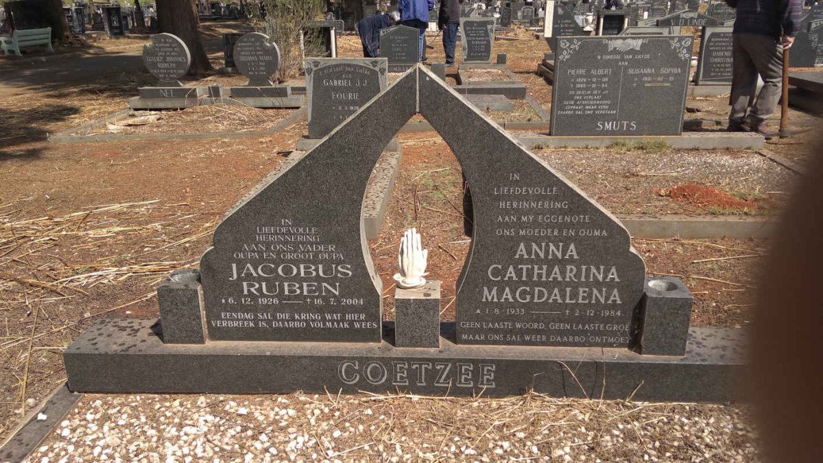 COETZEE Jacobus Ruben 1926-2004 &amp; Anna Catharina Magdalena 1933-1984