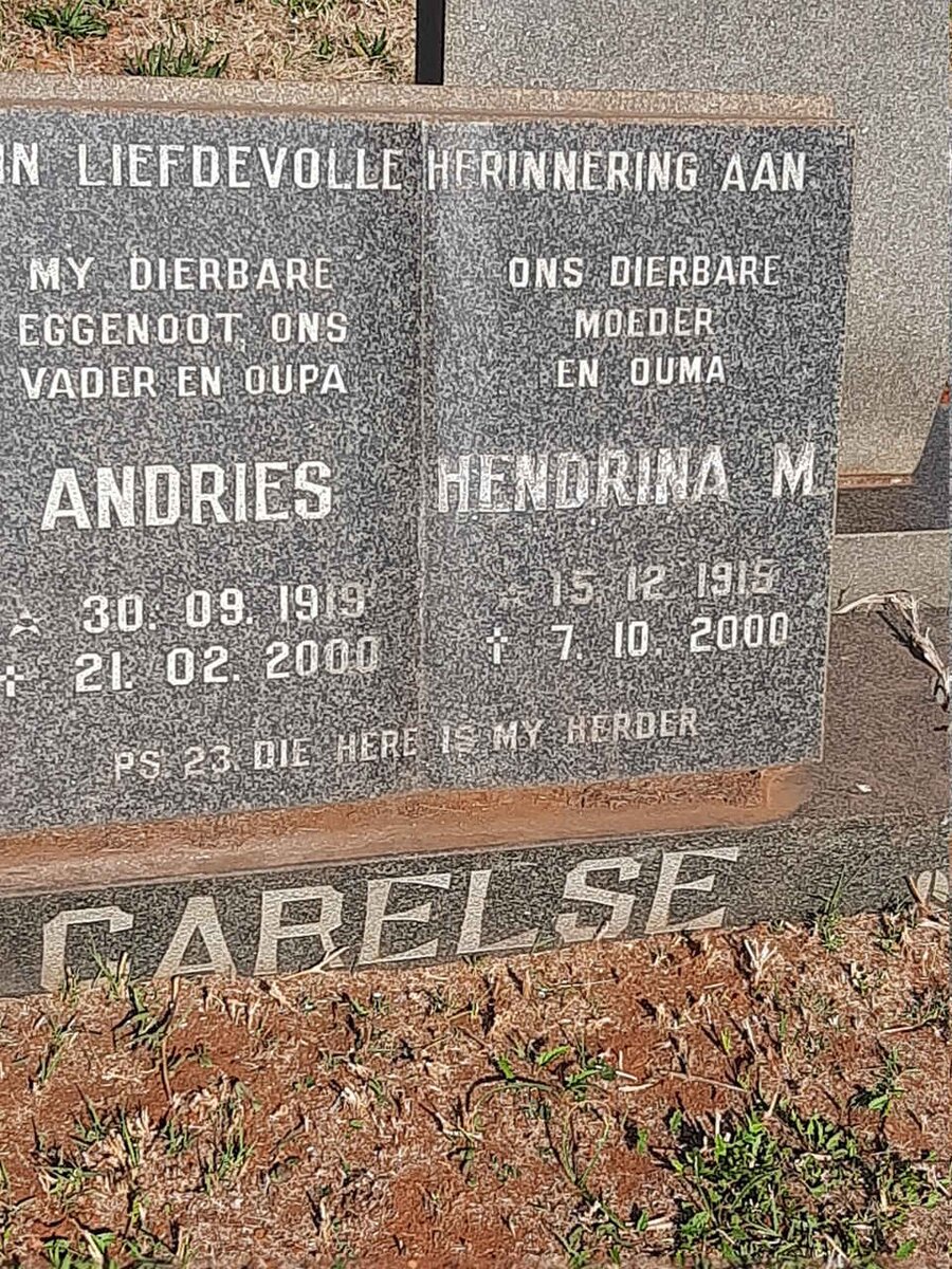 CARELSE Andries 1919-2000 & Hendrina M. 1915-2000