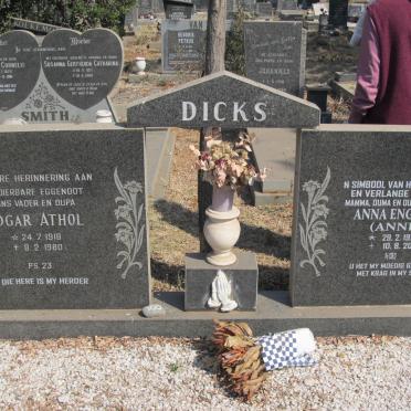 DICKS Edgar Athol 1918-1980 &amp; Anna Engelia 1928-2010